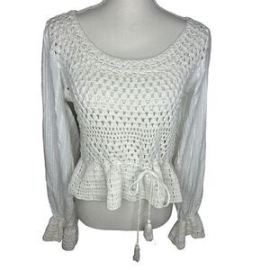 FREE PEOPLE Women’s Megan Crochet Top Shirt Sz Large Boho